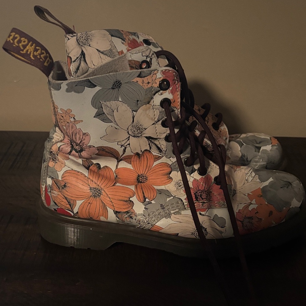 Dr. Martens Floral Multi-Color Combat Boots - Picture 2 of 4